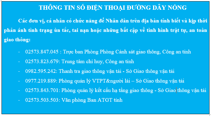 Số điện thoại đường dây nóng phản ánh tình trạng ùn tắc, tai nạn giao thông,    ảnh: Ngọc Sơn